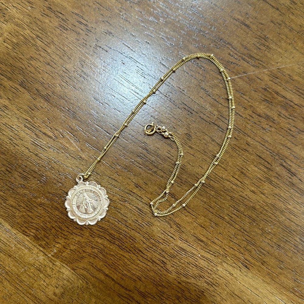 Virgin Mary Floral Necklace